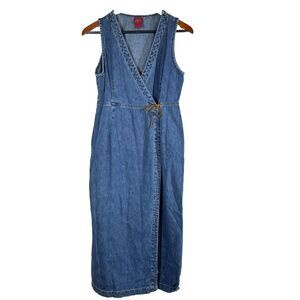 Vintage Denim Dress Wrap 90s‎ Country Western Cotton Small